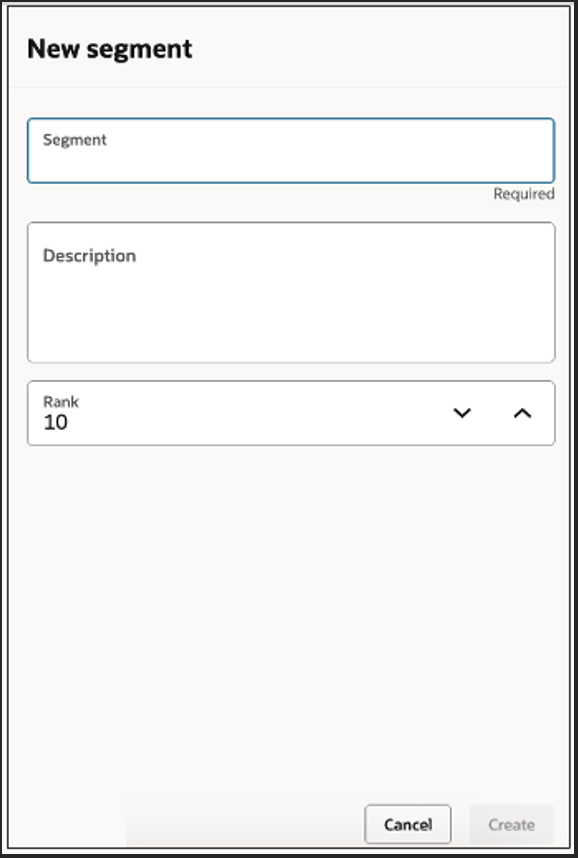 Drawer for New Segment