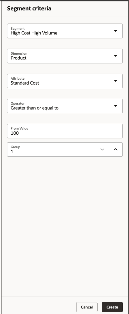 Drawer for Segment Criteria