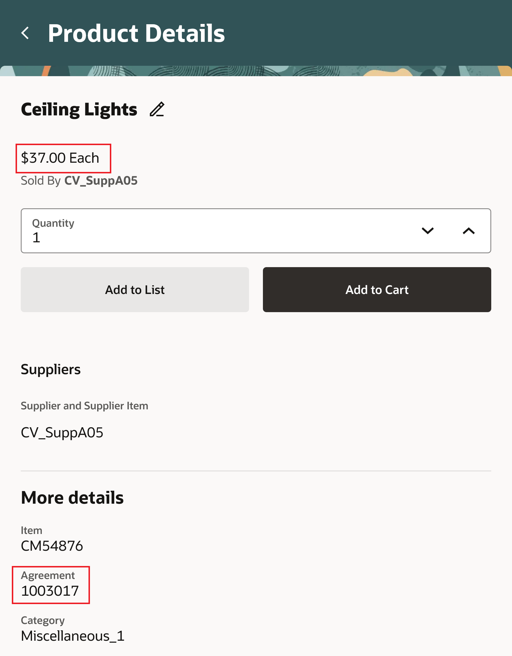 Current Price in Product Details