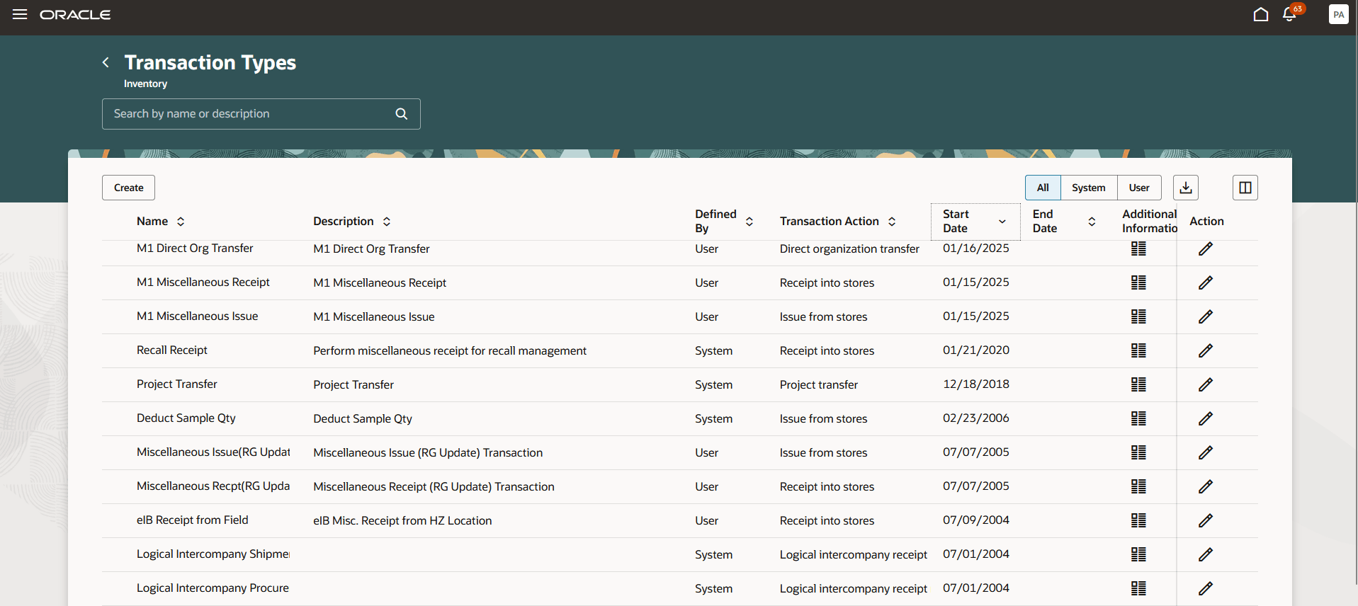  Inventory Transaction Types Page