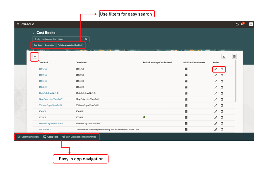 Cost books page