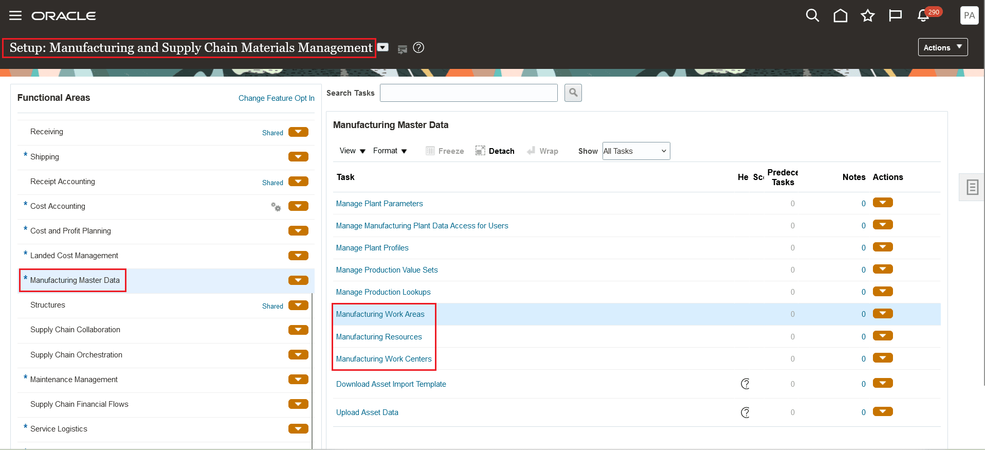 Manufacturing and Smart Operations Setup Tasks