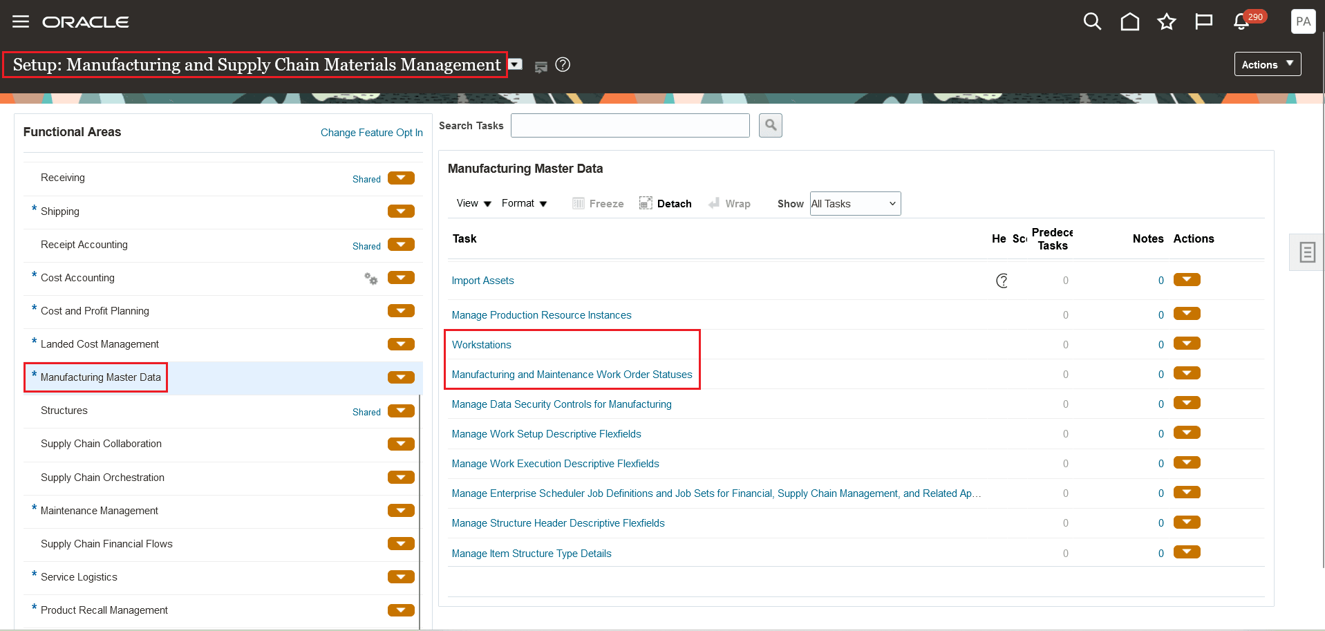 Manufacturing and Smart Operations Setup Tasks