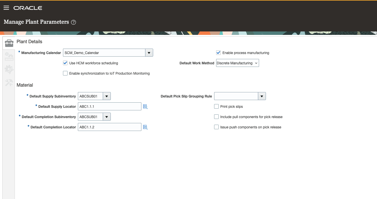 Enabling of Workforce Scheduling Plant Parameter