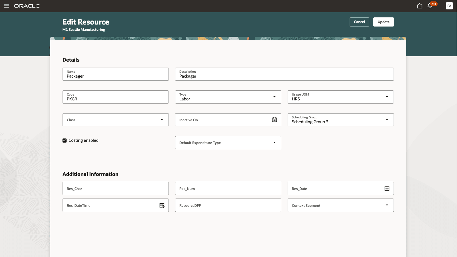 Map Scheduling Group to Production Resources