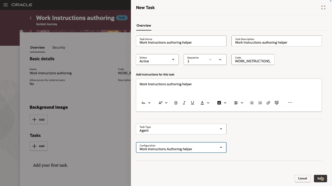 Add the Agent as a Task in the Page's Guided Journey