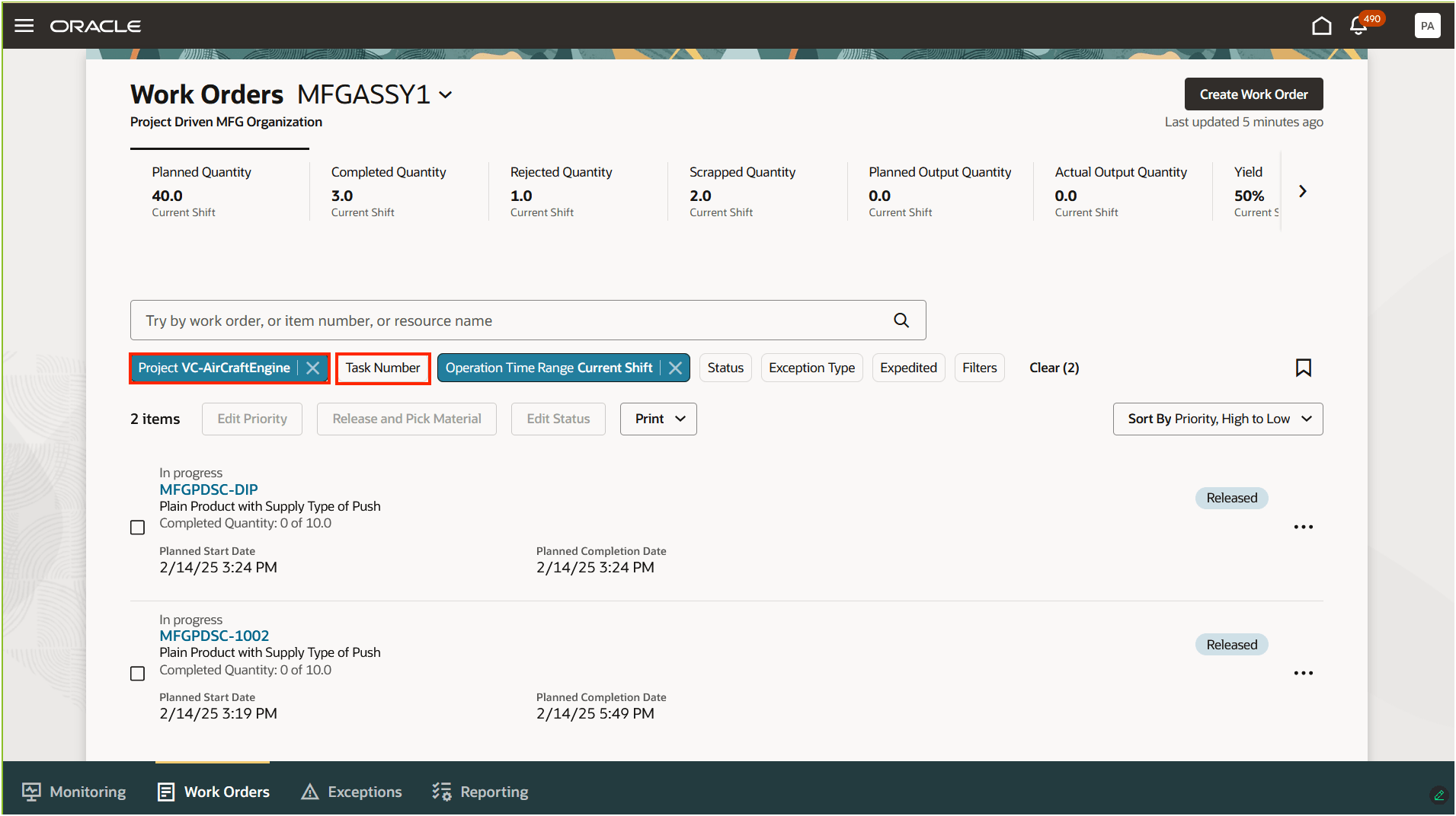 Project and Task Filters