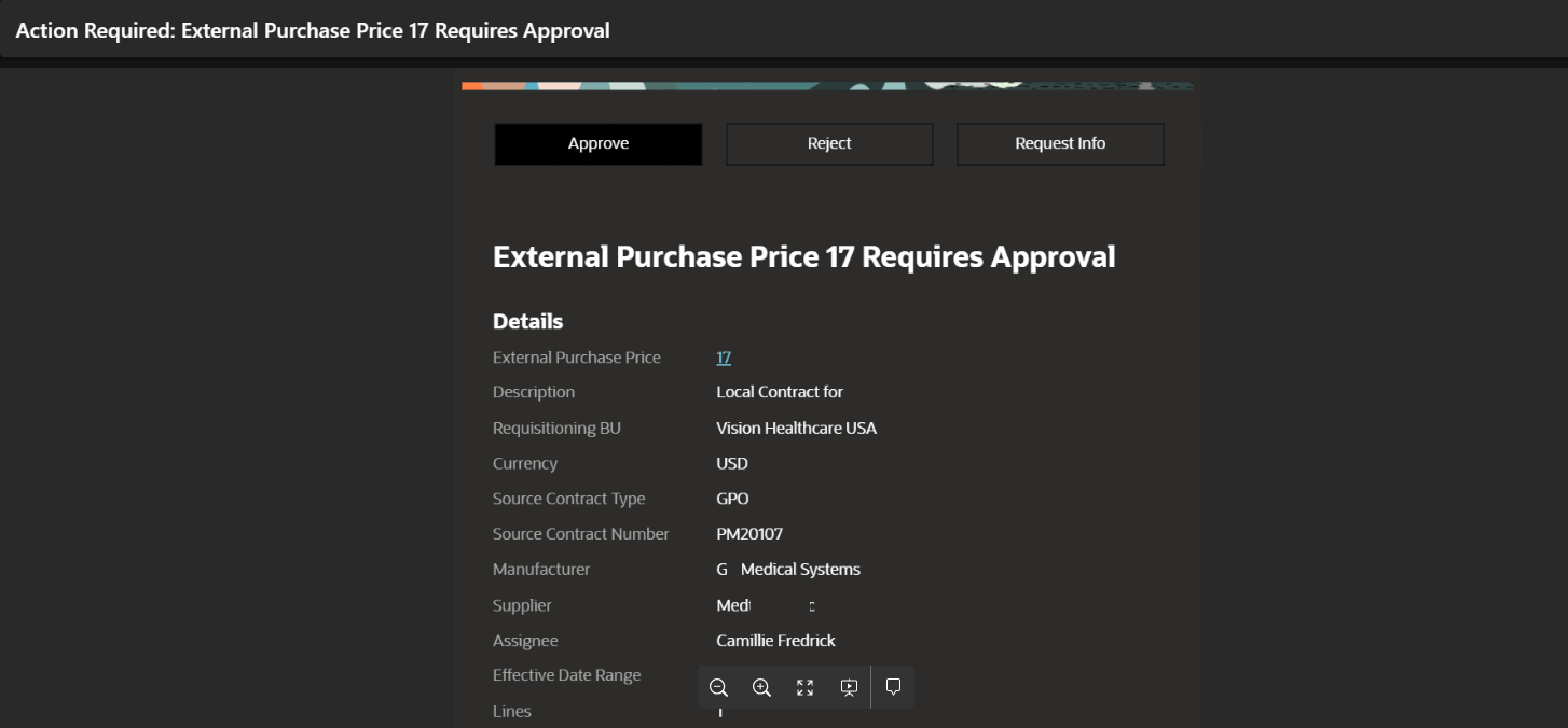 External purchase prices approval email