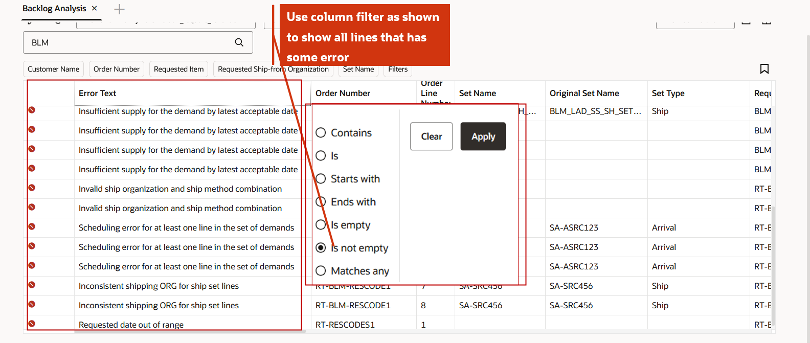 Filter Lines with Error