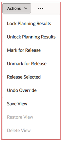 List of Actions Under Actions