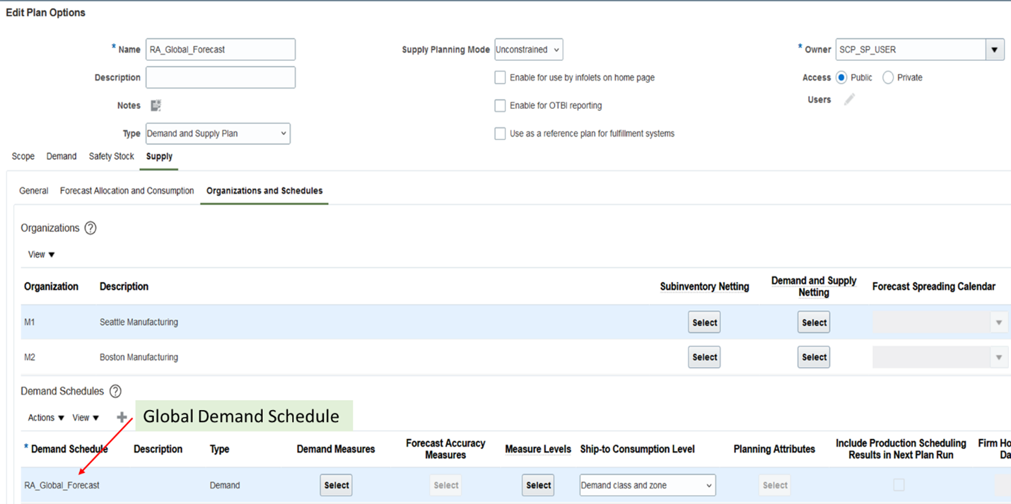 Input Global Demand Schedule