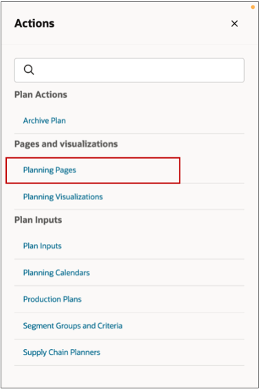 Actions Menu
