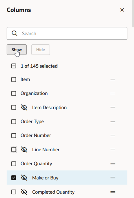 Columns Drawer