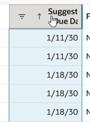 Selecting Columns for Drag and Drop