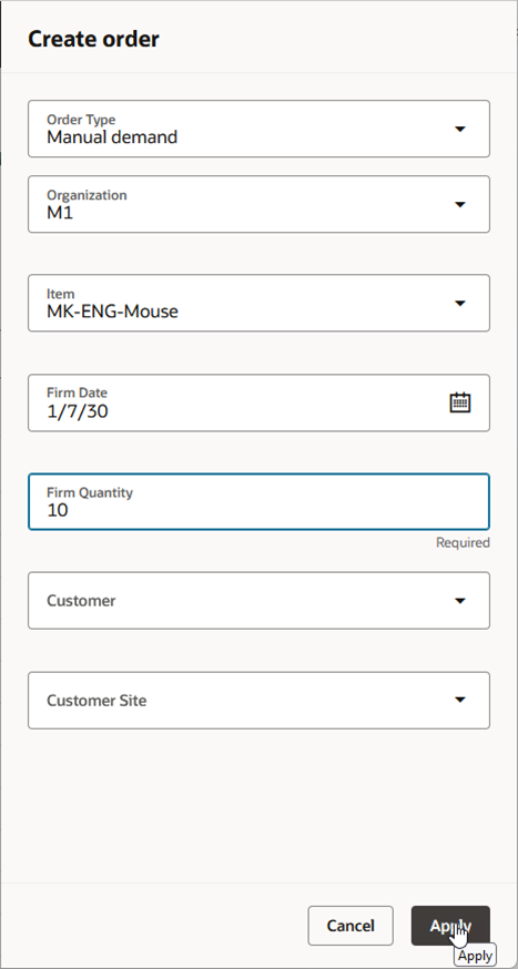 Create Order Drawer