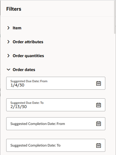 Filters Drawer Showing Date Filter