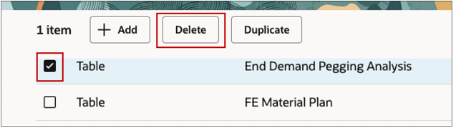 Select row for deletion