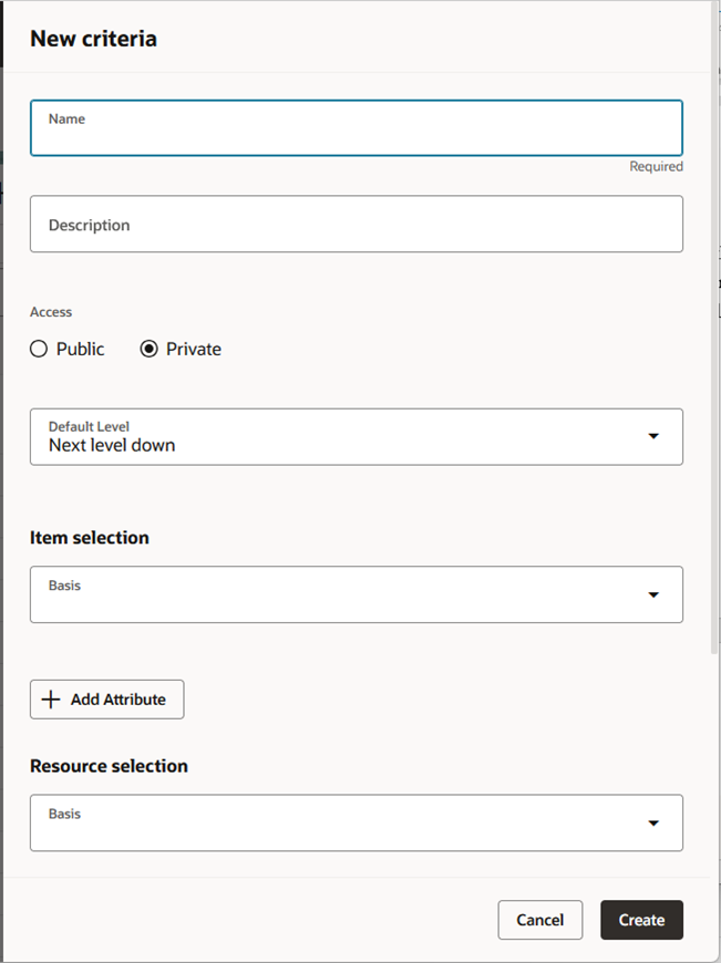New Criteria Drawer