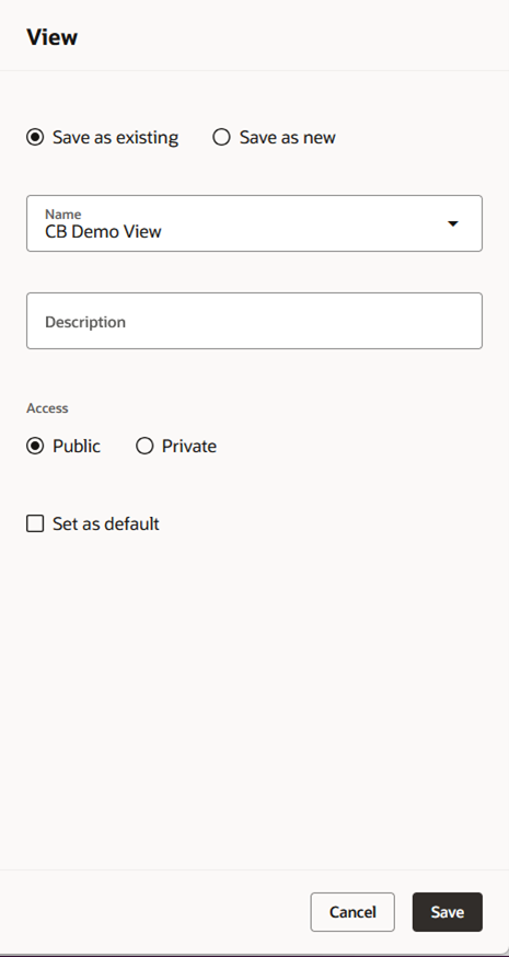 Save View Drawer
