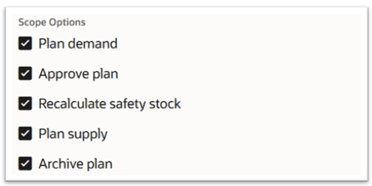 Scope Options in a Demand and Supply Plan