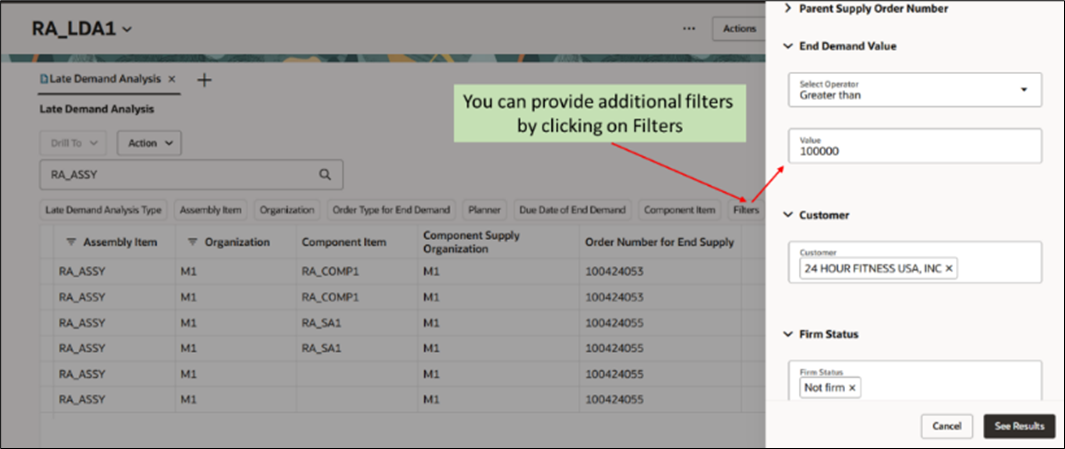 Use More Filters to Analyze Late Demands