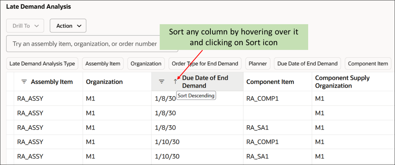 Sort Columns