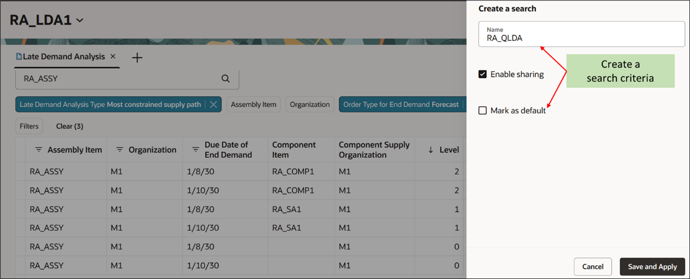 Save Table with Search Criteria for Quick Access and Reuse