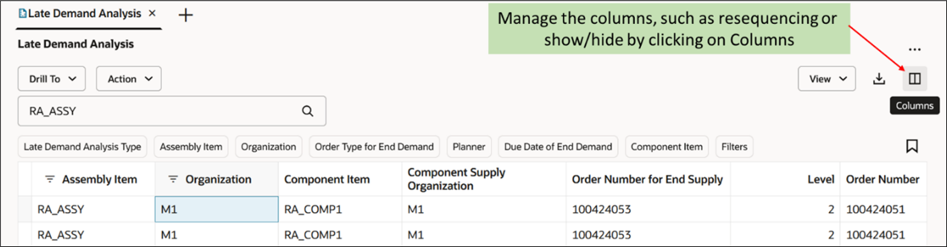 Manage Columns