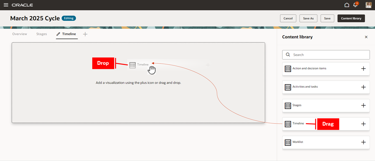 Drag and Drop a Visualization on a Page