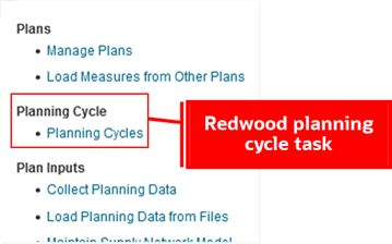 Select the Planning Cycles Task