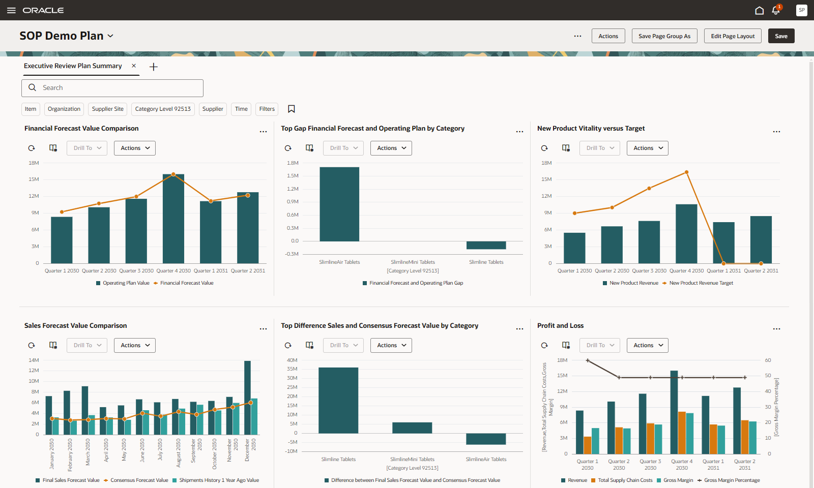 Executive Review Plan Summary Page