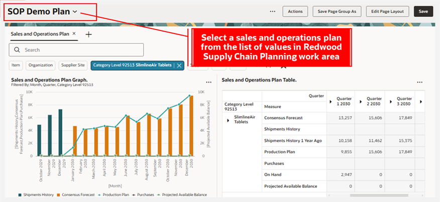 Select a Plan in the Redwood Supply Chain Planning Work Area