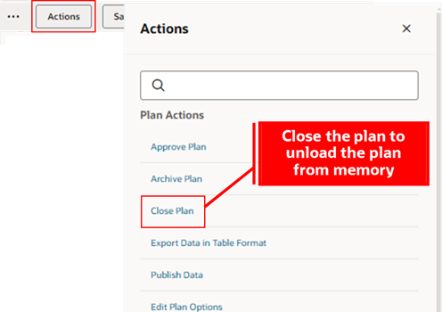 Close Plan Action to Unload Plan from Memory