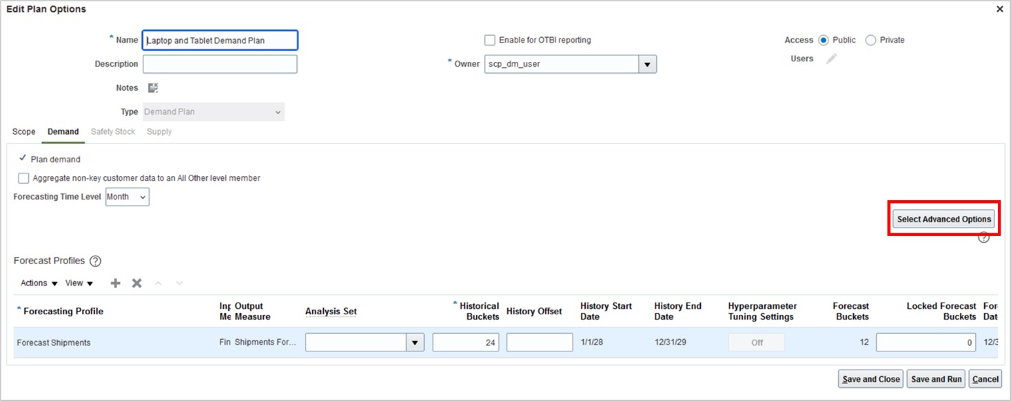 Demand Plan Options