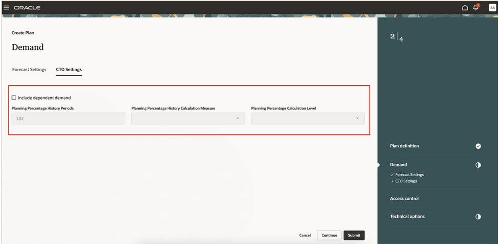 CTO Settings tab