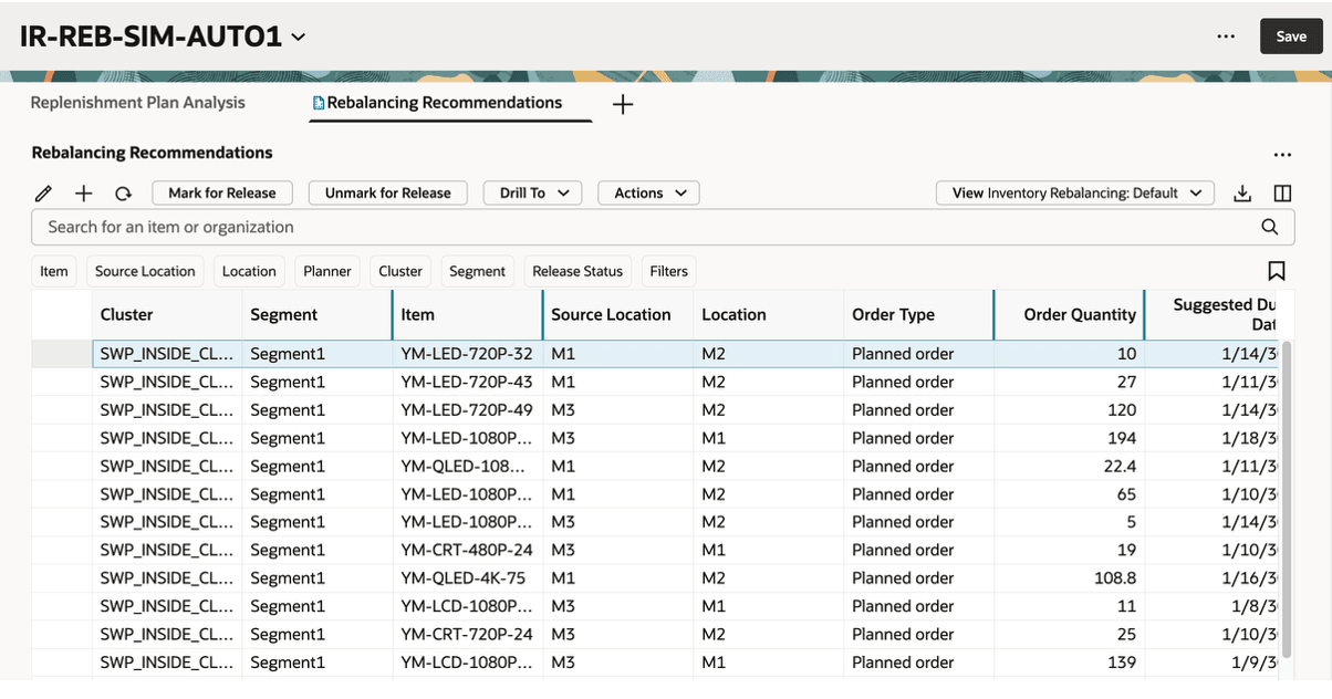 Rebalancing Recommendations Page