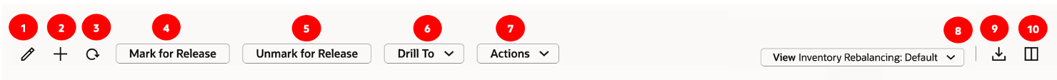 Toolbar on Rebalancing Recommendations Page