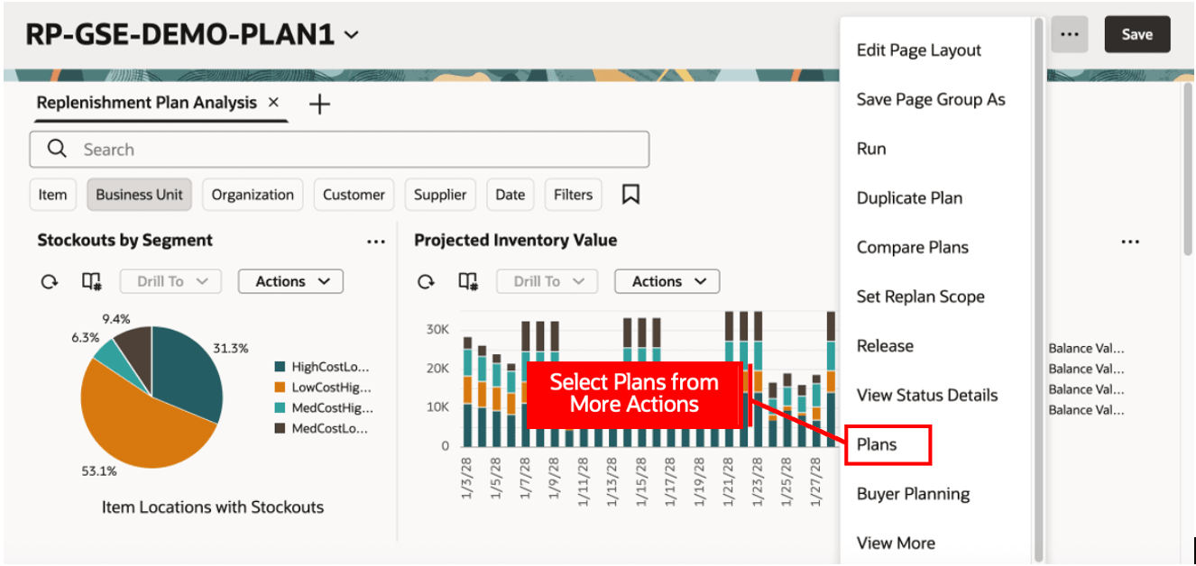 Select Plans in the Redwood Supply Chain Planning Work Area