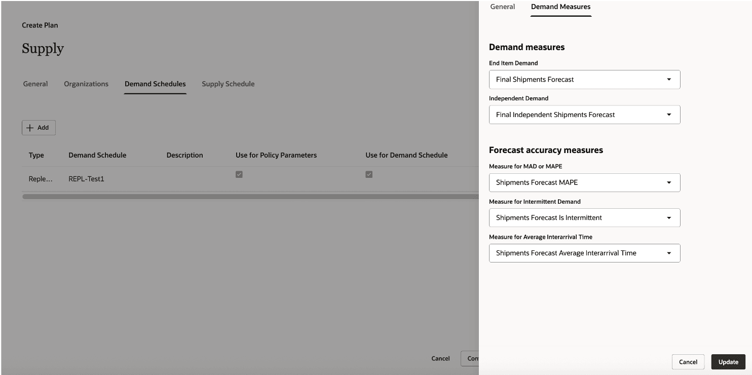 Provide Demand Schedule Details in the Supply Step