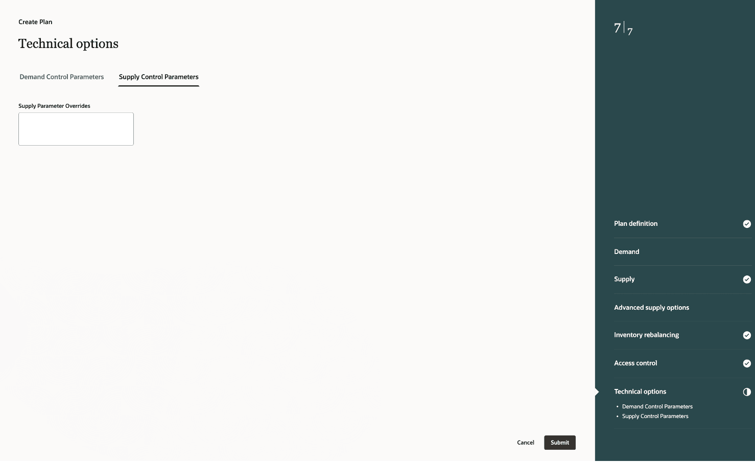 Provide Details in the Technical Options Step