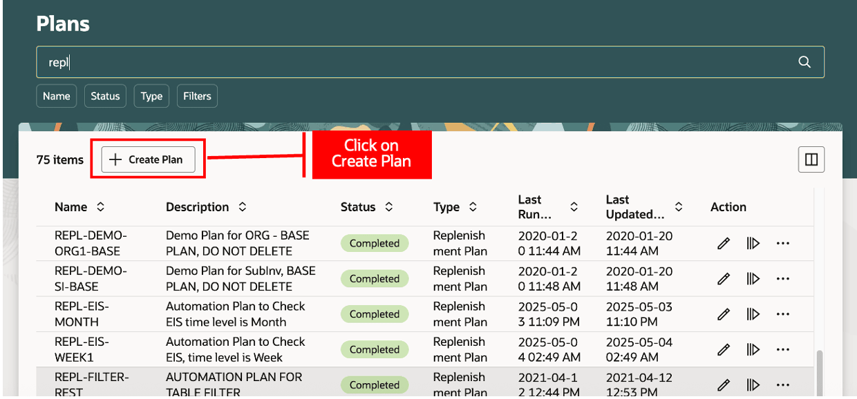 Create a Plan from the Plans Page