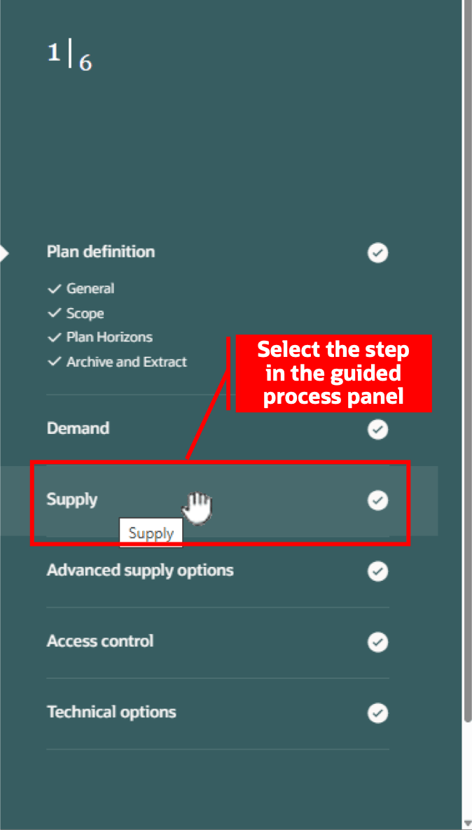 Select a Step in the Guided Process Panel
