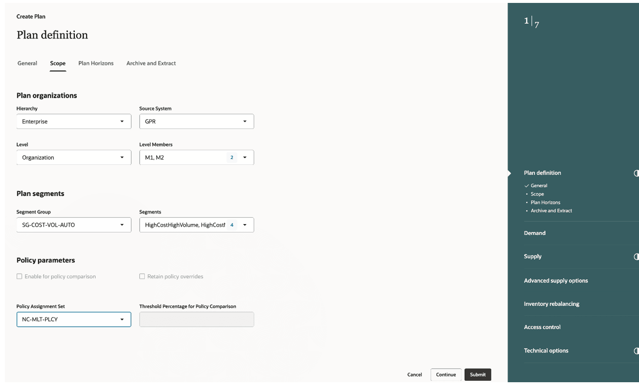 Provide Scope Details in the Plan Definition Step