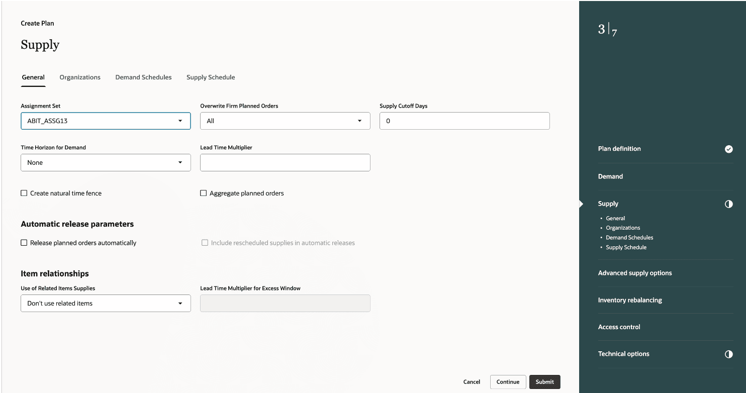Provide General Details in the Supply Step