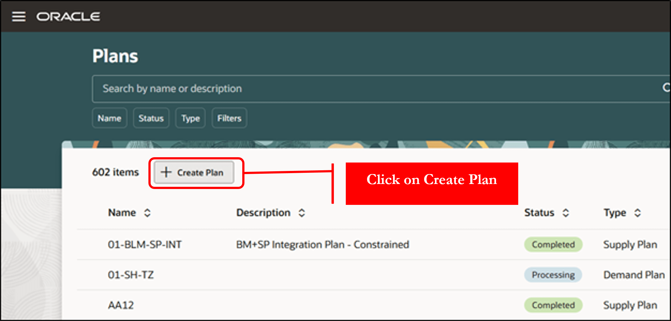 Create a Plan from the Plans Page