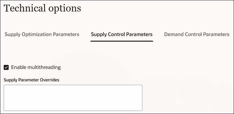 Supply Control Parameters