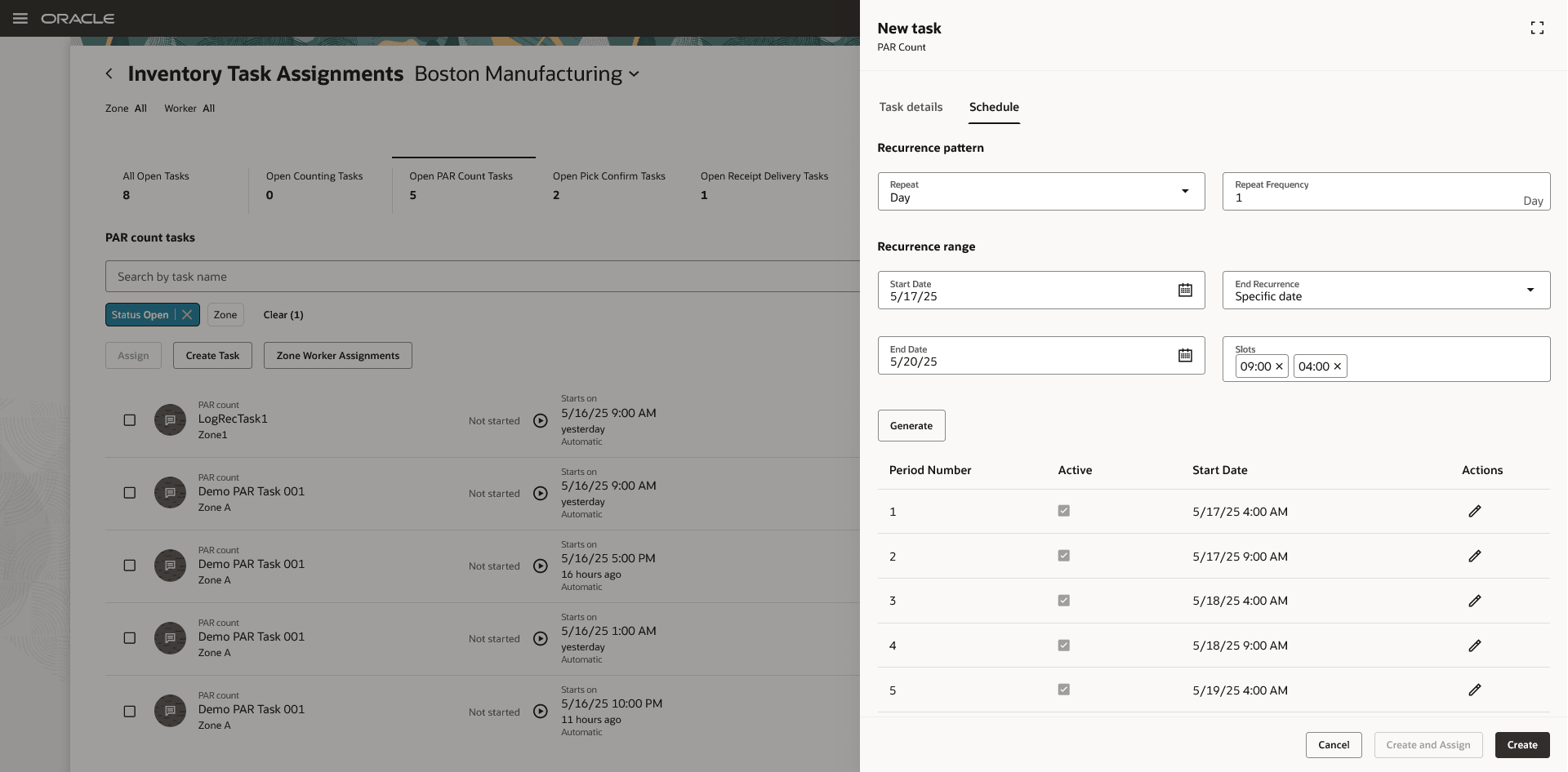 Recurring PAR Count Task