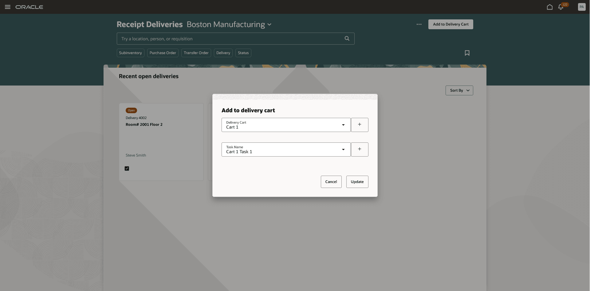 Assign Task to Delivery Cart
