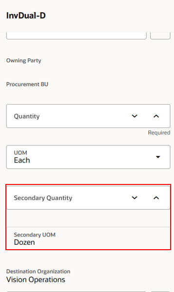 Interoganization Transfer Add Item Drawer