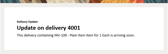 Email - Delivery Update